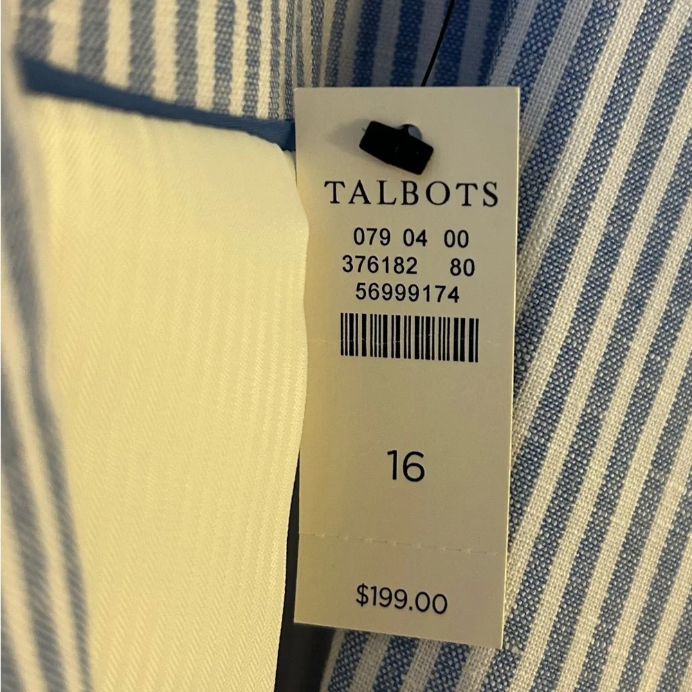 NWT Talbots Women's Blue and White Striped Blazer - Picture 7 of 7